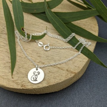 Necklace | Aussie Bush | Koala stamped necklace | Sterling Silver Necklace | Aussie Bush | Koala stamped necklace | Sterling Silver
